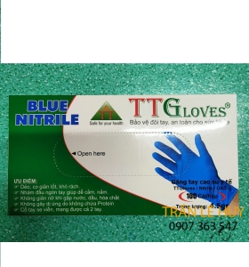 Găng  tay y tế Nitrile  màu xanh size S-M-L