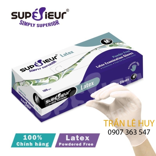 Găng tay cao su y tế Latex không bột Superieur 
