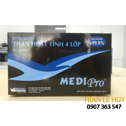 Khẩu trang y tế than hoạt tính 4 lớp Medipro