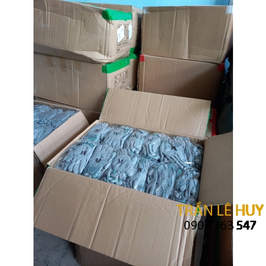 Găng tay sợi Polyester phủ PU lòng bàn xám